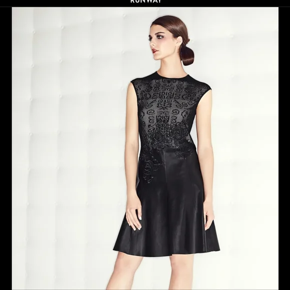 Escada | Dresses | Escada Lace Leather Rose Embroidered Leather Deress |  Poshmark